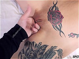 Anna gets her inked up twat drilled and face strewn